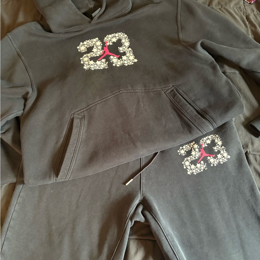 Jordan Black Hoodie with Red Accent